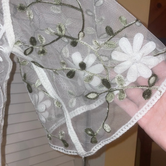 Kamana Floral Embroidered Sheer Swim Coverup - Picture 3 of 8